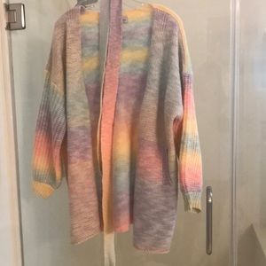 Belted cardigan ombre